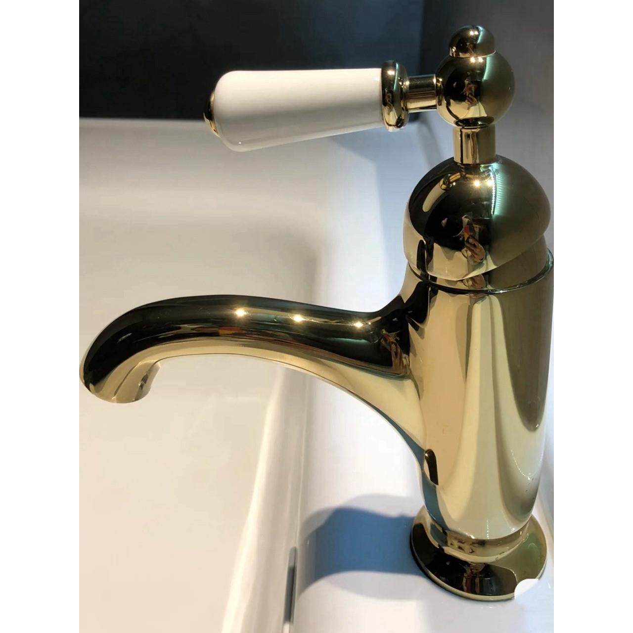 新款出口英国银色法式覆古全铜冷热水龙头金色陶瓷手柄面盆水龙头