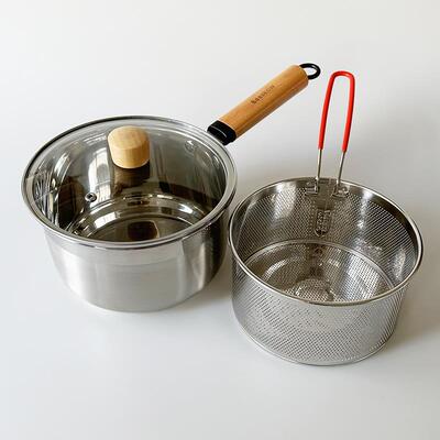 XMAN+库存油炸锅 带炸篮 小号加高汤锅煮锅 沥水沥油锅 304不锈钢