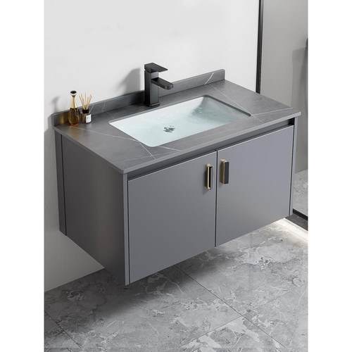 简易太空铝洗手盆小户型卫生间陶瓷一体家用挂墙洗脸盆洗漱台池