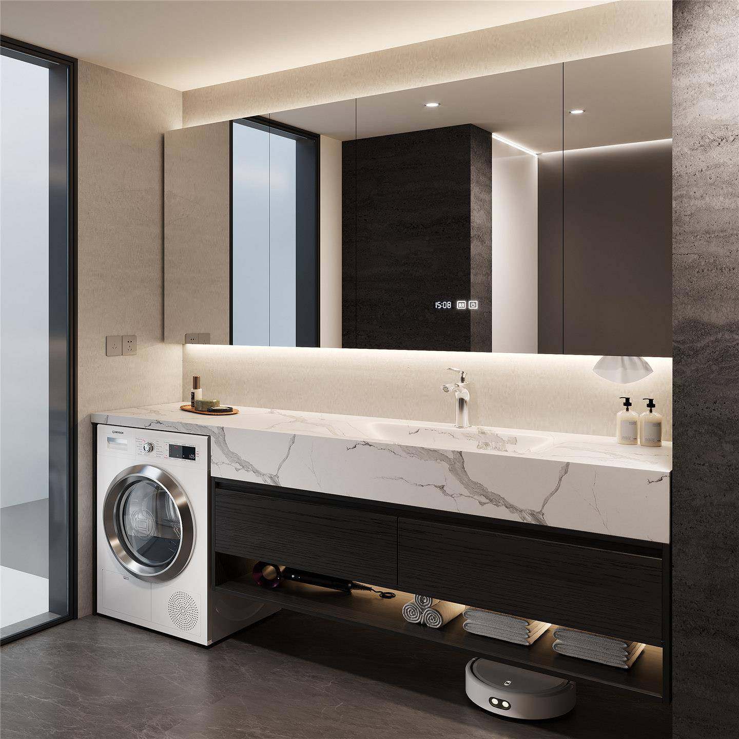 岩板洗衣机柜一体阳台浴室柜洗漱台卫生间洗手池洗脸盆柜组合定制,家装主材,浴室柜组合,淘宝优惠券,粉丝福利购,淘宝优惠卷