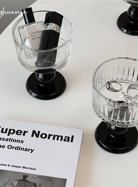 中古风高脚玻璃杯摆件高颜值饰品收纳碗冰淇淋甜品甜酒杯装饰道具