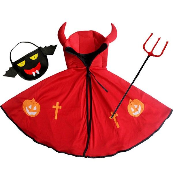 万圣节儿童服装男女牛角披