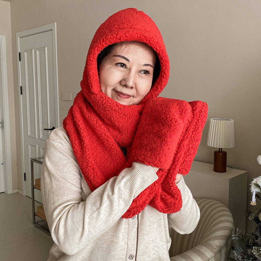 中年妈妈帽子女冬季保暖帽子围巾手套一体中老年人奶奶姥姥老人帽