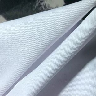 涤卡漂白斜纹厚服装面料加厚鞋苗族沿鞋白色斜纹布料纳低白色布料