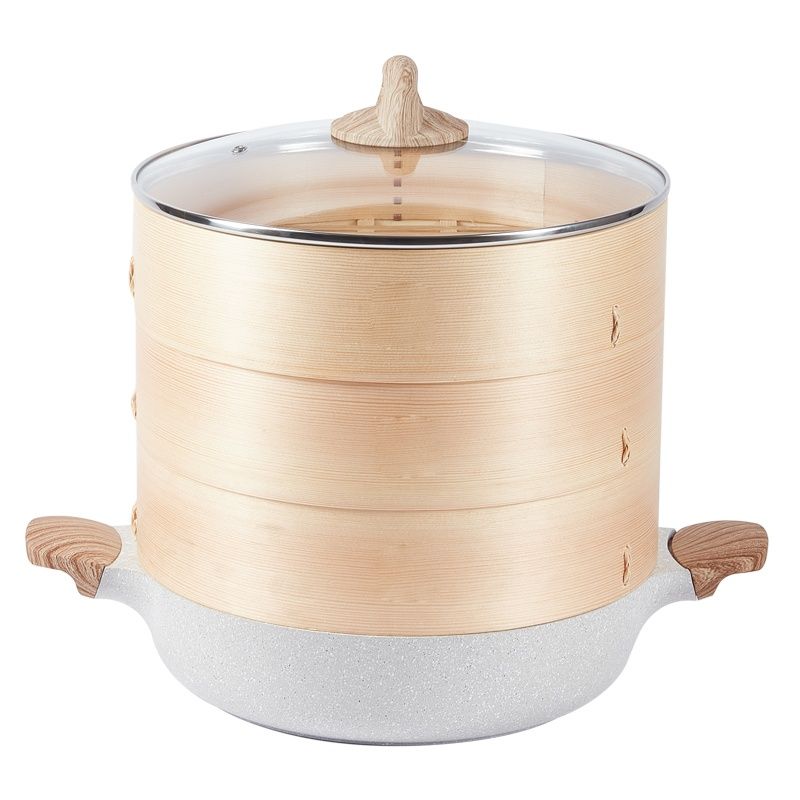 木制蒸笼反牙汤锅麦饭石专