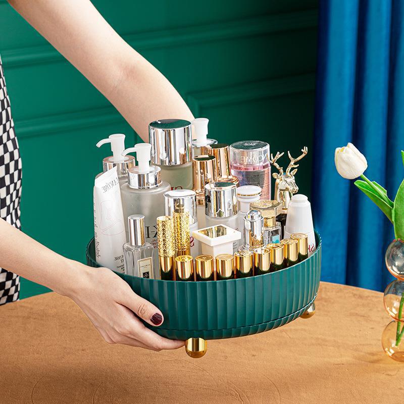 化妆品收纳盒旋转梳妆台置物架，
