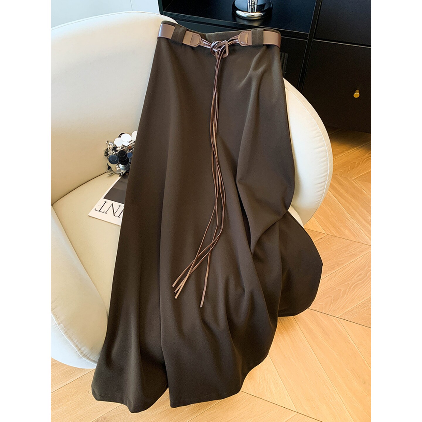 美拉德复古高腰显瘦配腰带半身裙女秋季气质垂坠感a字裙大摆长裙,女装/女士精品,半身裙,淘宝优惠券,粉丝福利购,淘宝优惠卷