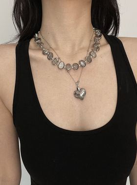 法式复古不规则水晶串珠s项链