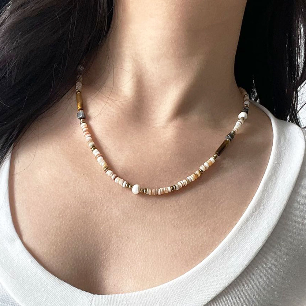 网红复古小众新款天然石串珠项链