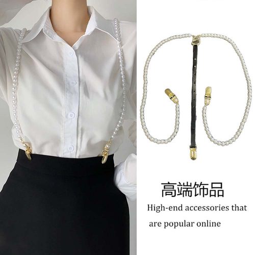 时髦复古小香风珍珠数字5背带链