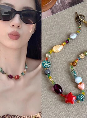 复古民族风多巴胺串珠琉璃项链