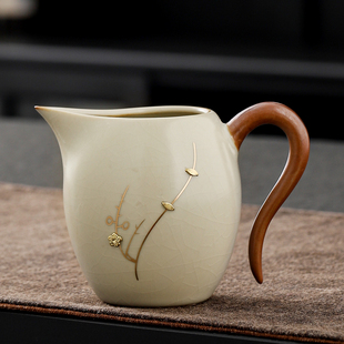 锯钉米黄陶瓷公道杯功夫茶具分茶器家用茶台茶海高档公杯大号日式