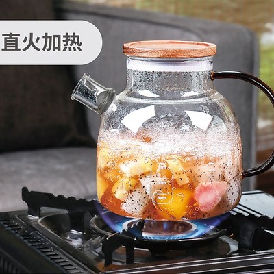 紫丁香加厚耐热玻璃凉水壶茶壶家用杯相思木盖子冷水壶大容量