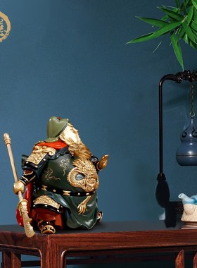 全铜摆件威武小关公工艺品中式桌面酒柜书房家居饰品公司开业送礼