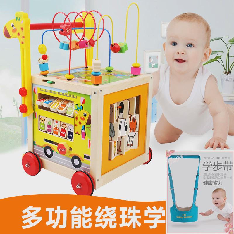 宝宝学步车手推车婴儿多功能学走路助步车防玩具腿儿童木质o新款