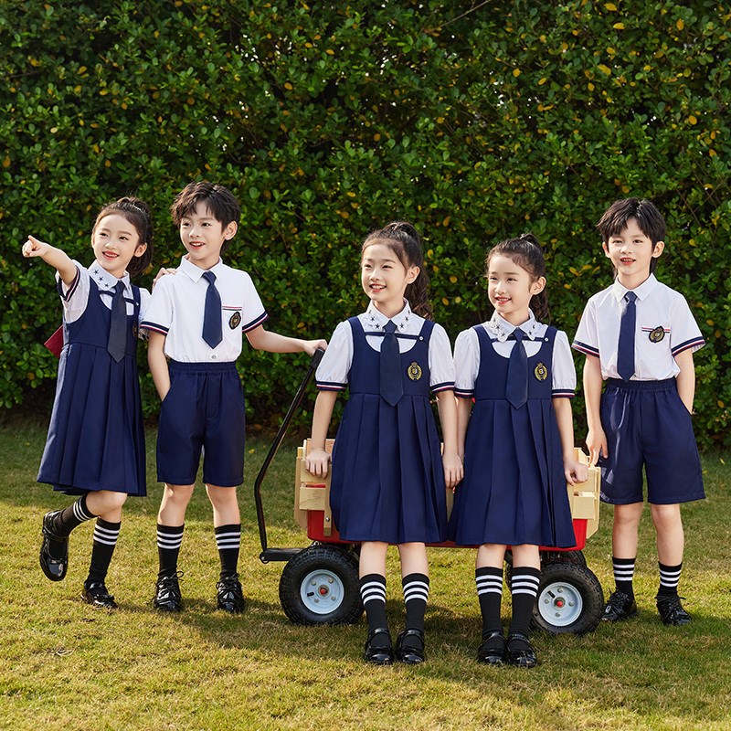 幼儿园园服夏季新款m班服英伦学院风小学生校服六一演出毕业班拍