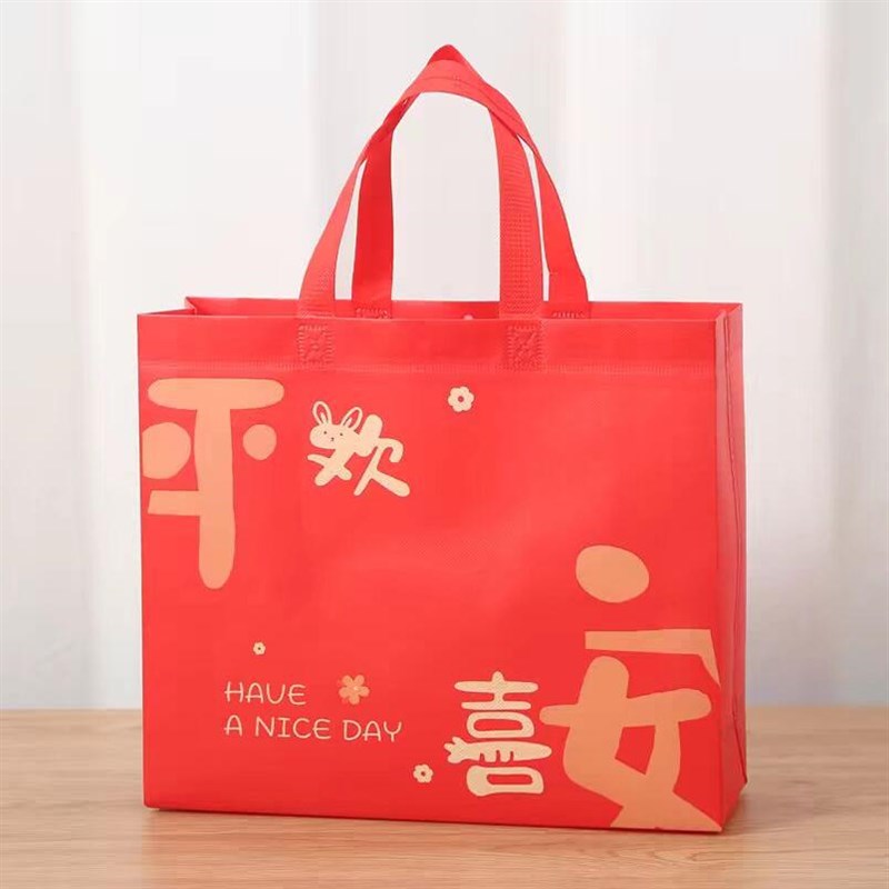 覆膜加厚无纺布袋手提袋卡通简约服装店礼品袋定制LOGO商场购物袋