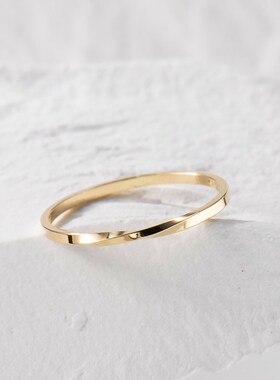 莫比乌斯环戒指 14K包金尾戒指环 女小指关节戒指纤细 冷淡风小众