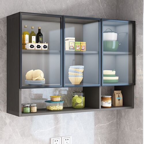 厨房吊柜墙壁柜铝合金上墙收纳柜防水防J油烟置物柜卫生间储物柜