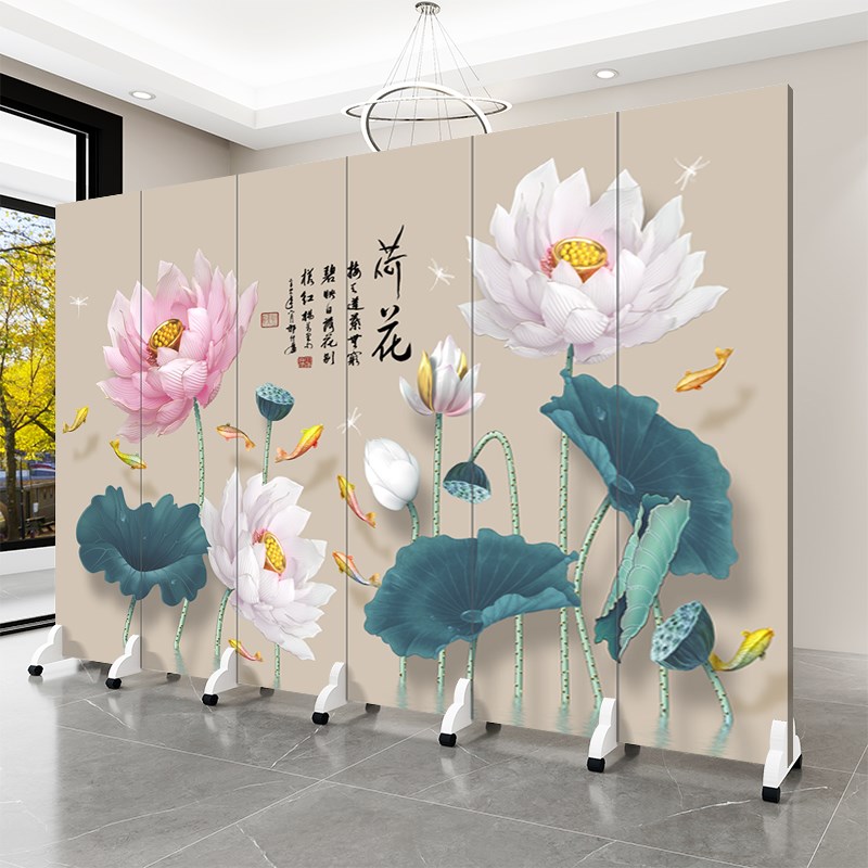 荷花屏风隔断客厅入口活动屏蔽古筝房茶P店餐厅出租房屏蔽
