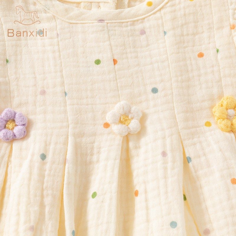 班喜迪婴儿连体衣夏季薄款连体衣宝宝公主百天哈衣爬服夏装包屁衣