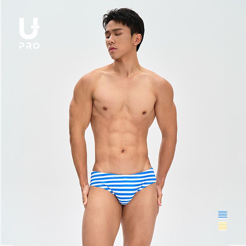 UPRO时尚蓝色黄色条纹三角泳裤男士泳衣《奔向大海的勇气》