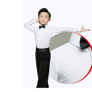 少儿男童拉丁舞比赛服衬衣连档配领结比赛服规定服表演服长袖