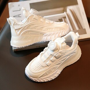 儿童透气白色运动鞋 童鞋 新款 2024夏季 男孩网面小学生潮 男童小白鞋