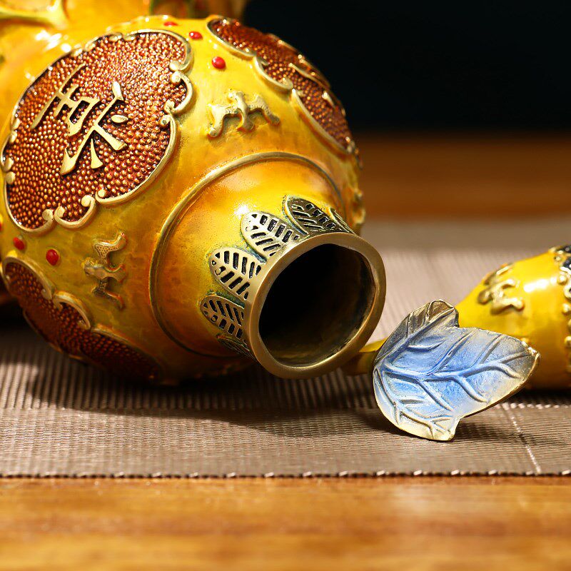 富贵铜葫芦摆件开口葫芦家居客厅玄关酒柜装饰搬新家礼物乔迁礼品