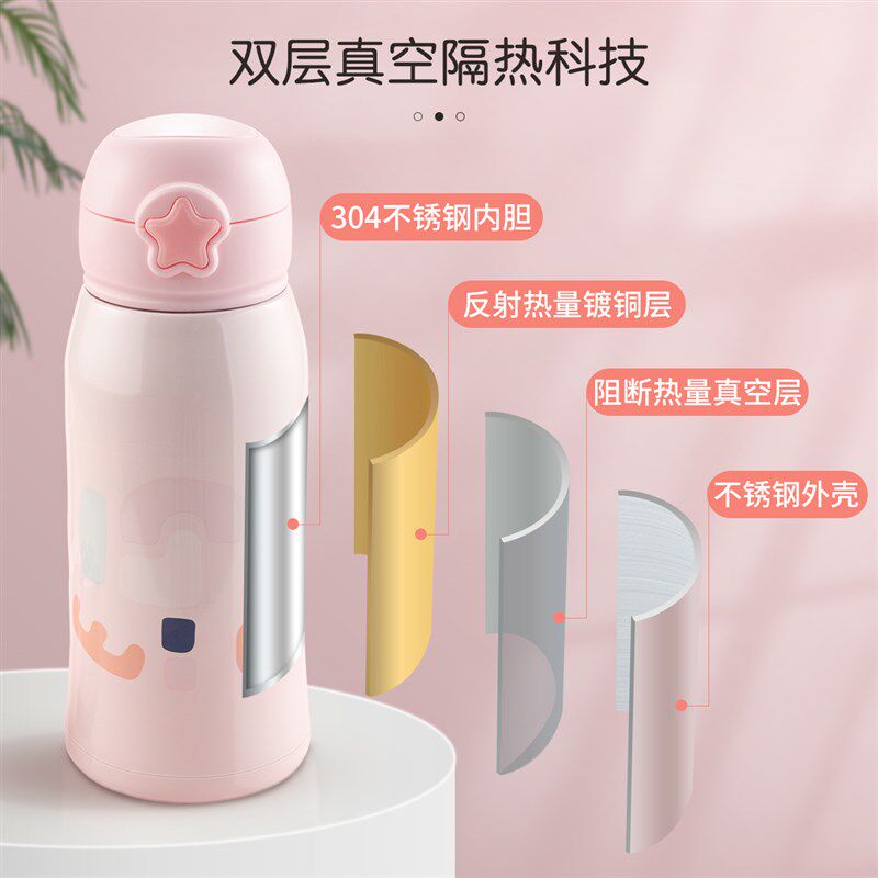 婴儿儿童保温杯带吸管水杯两用水壶幼儿园小学生喝水杯大容量便携