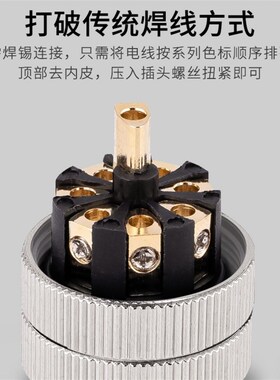 M12弯头金属屏蔽profinet对接插头4 5 8芯免焊航空插头防水连接器