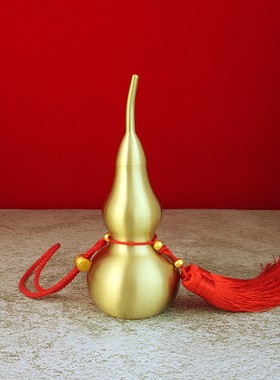 纯铜葫芦挂件开口空心二黑位摆件开盖朋友送礼祝福门厅办公室挂饰