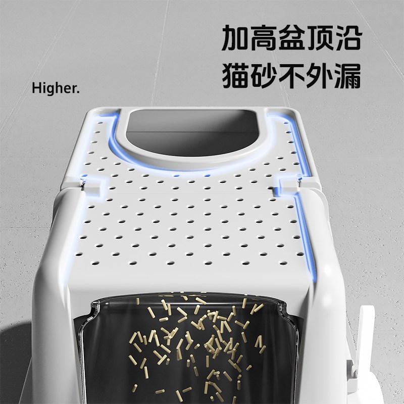 不锈钢猫砂盆全封闭式大号猫咪顶出布偶沙盆防臭防带砂外溅猫厕所