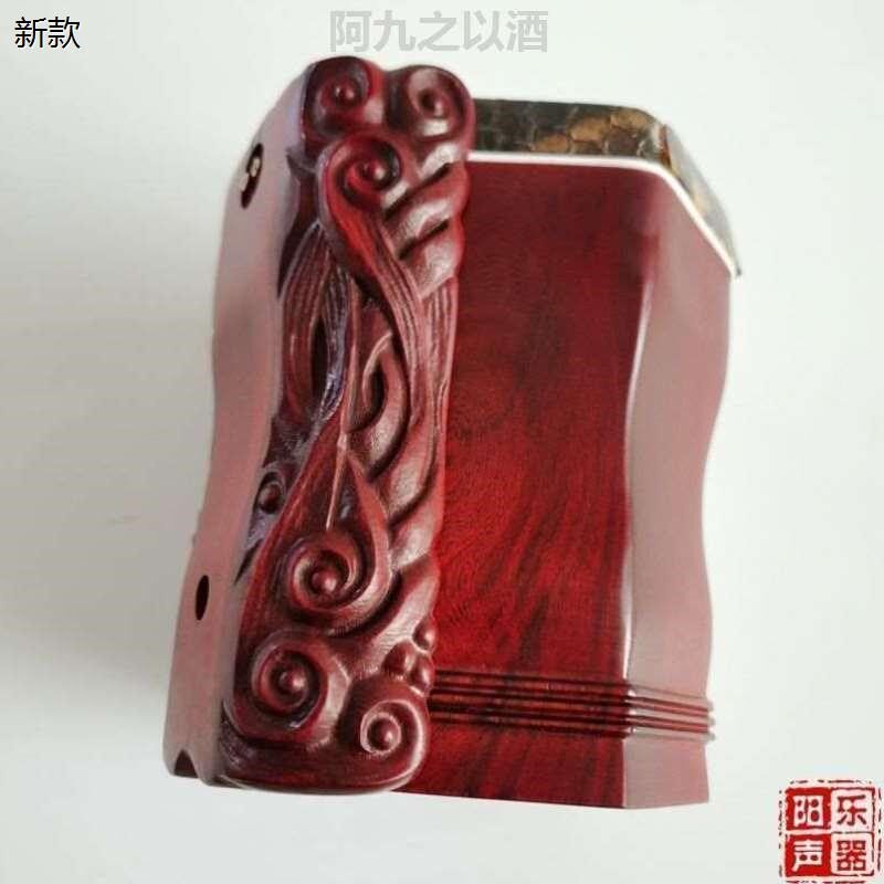 紫檀二胡筒六角二胡琴桶非洲小叶紫檀二胡筒子已蒙W皮配雕刻底座