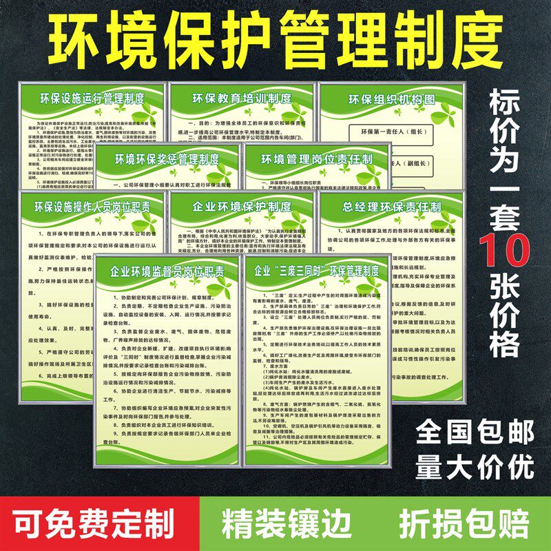 生态环境保护制度环保管理安监组织架构图企业车间岗位Z责任提示