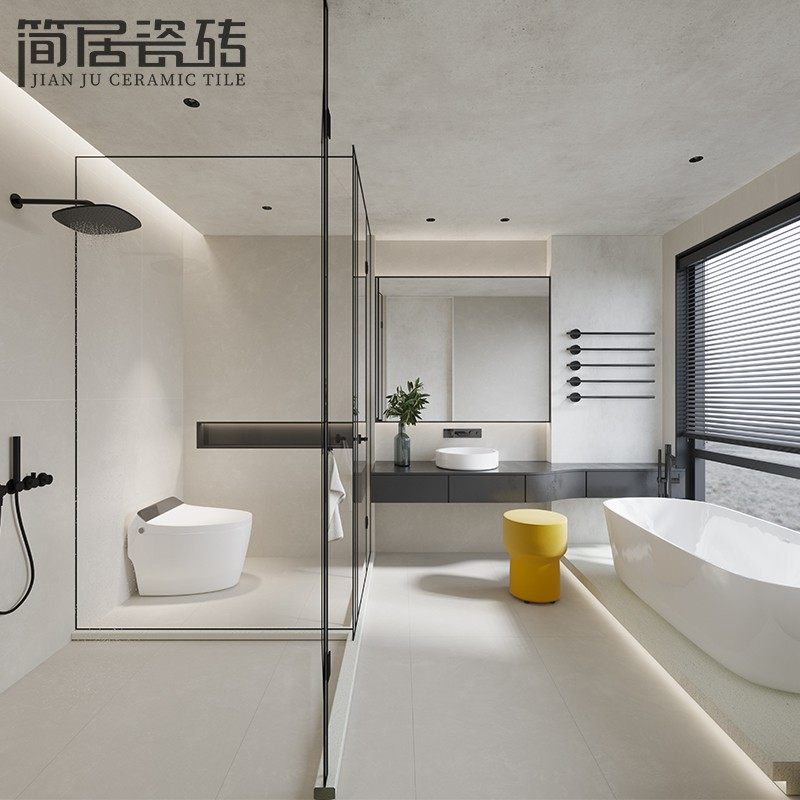 侘寂风素色微水泥瓷砖 别墅客厅餐厅卫生间J地砖墙砖600*1200