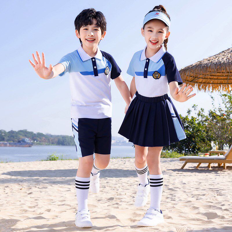 儿童校服套装小学生班服春秋三件套运动蓝色毕业照幼儿园园服夏季