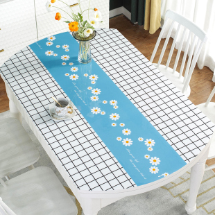 卡通折叠圆桌硅j胶皮革桌布防水防油免洗长椭圆形餐桌垫防烫茶几