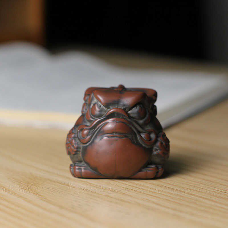 钦州坭兴陶茶宠摆件精品可养可把玩金蟾L招财镇宅聚宝盆茶道配件