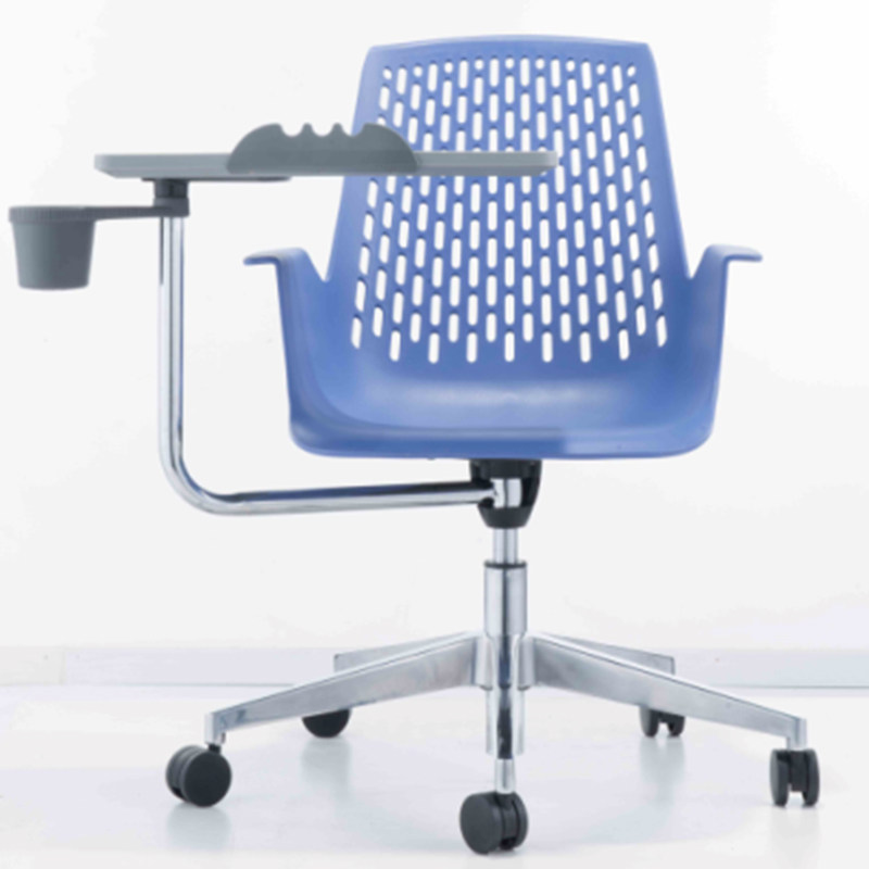 学生时尚会议培训椅带写字板椅子杯架桌椅一体员工带轮塑料办公椅