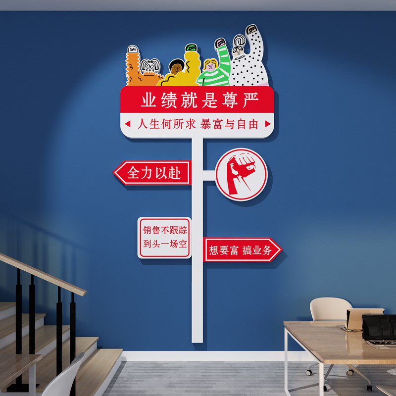 办公室企业文化墙励志标语装饰墙贴纸销售公司形象墙氛围布置