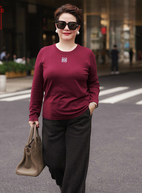 向红同学女衣服装大码2025春秋女新款宽松简约长袖上衣百搭SY078