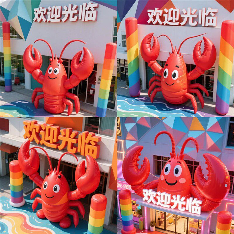 龙虾气模充气小龙虾气模定制夜市发光模型美陈小龙虾节日活动气模