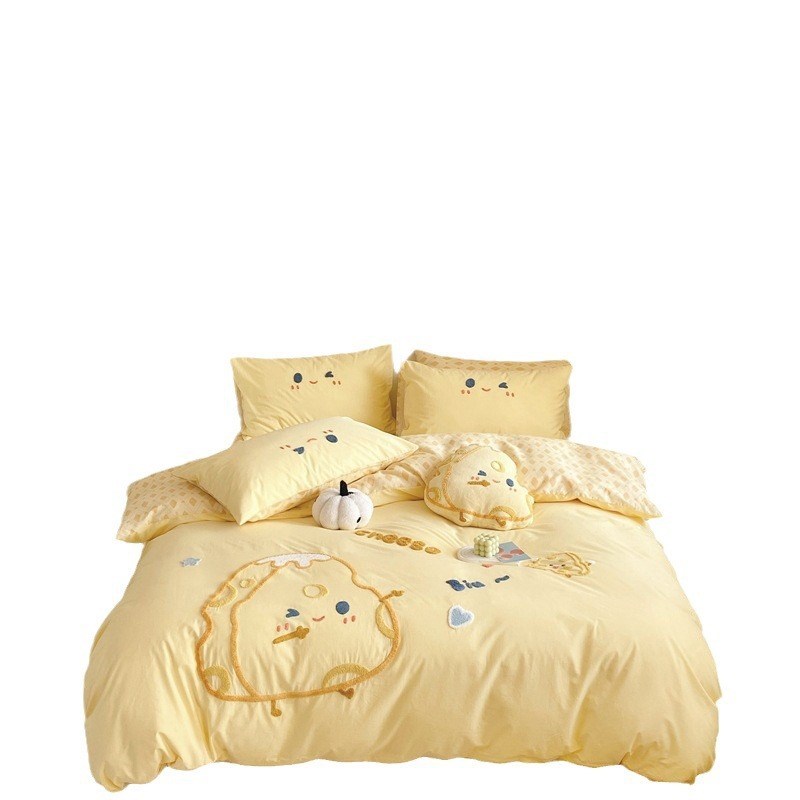 A类母婴级全棉水洗棉床上四件套60支纯棉儿童床品卡通被套三件套