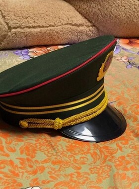 老式成人军绿色大l盖帽军训男女军乐队演出帽87式士官军官大檐