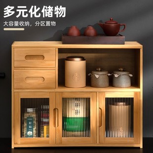茶叶置物架茶水柜子茶台小茶桌台面家用实木功夫边几茶具边柜茶盘