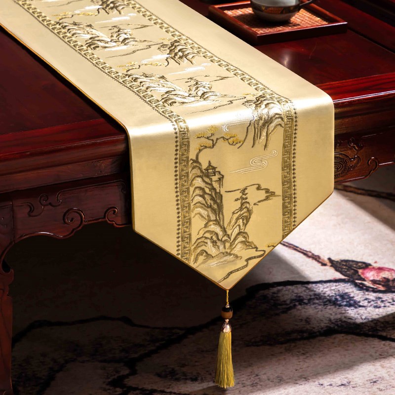 中式桌旗茶桌垫布茶旗茶席中国风茶几桌布新中式茶台布艺长条定制