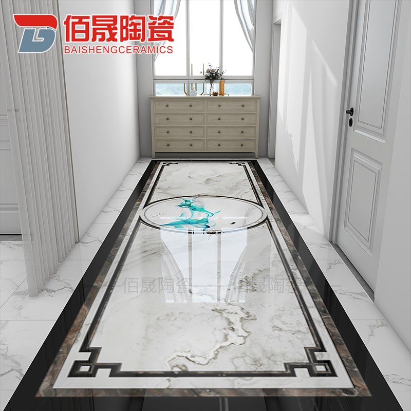 走廊过道拼花瓷砖现代简约t入户玄关造型地砖客餐厅拼图地板砖定