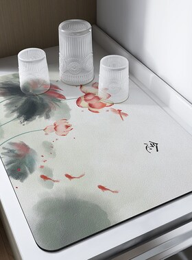 厨房台面沥d水垫子吧台杯子碗盘干燥垫酒吧茶台吸水杯垫免洗隔热