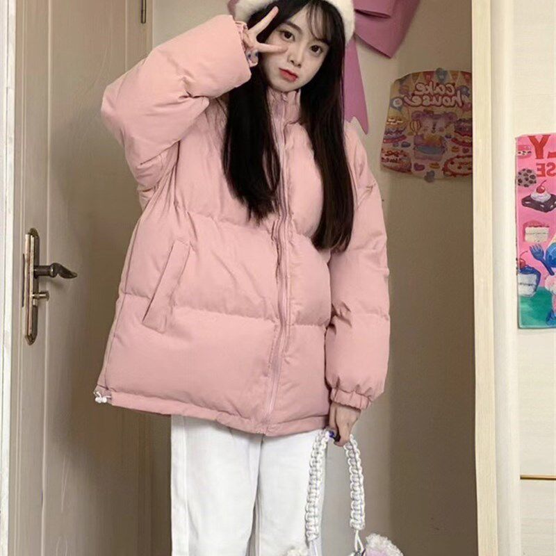 奶呼呼粉色加厚羽绒棉服女棉袄冬季D新款时尚面包服学生港风棉衣